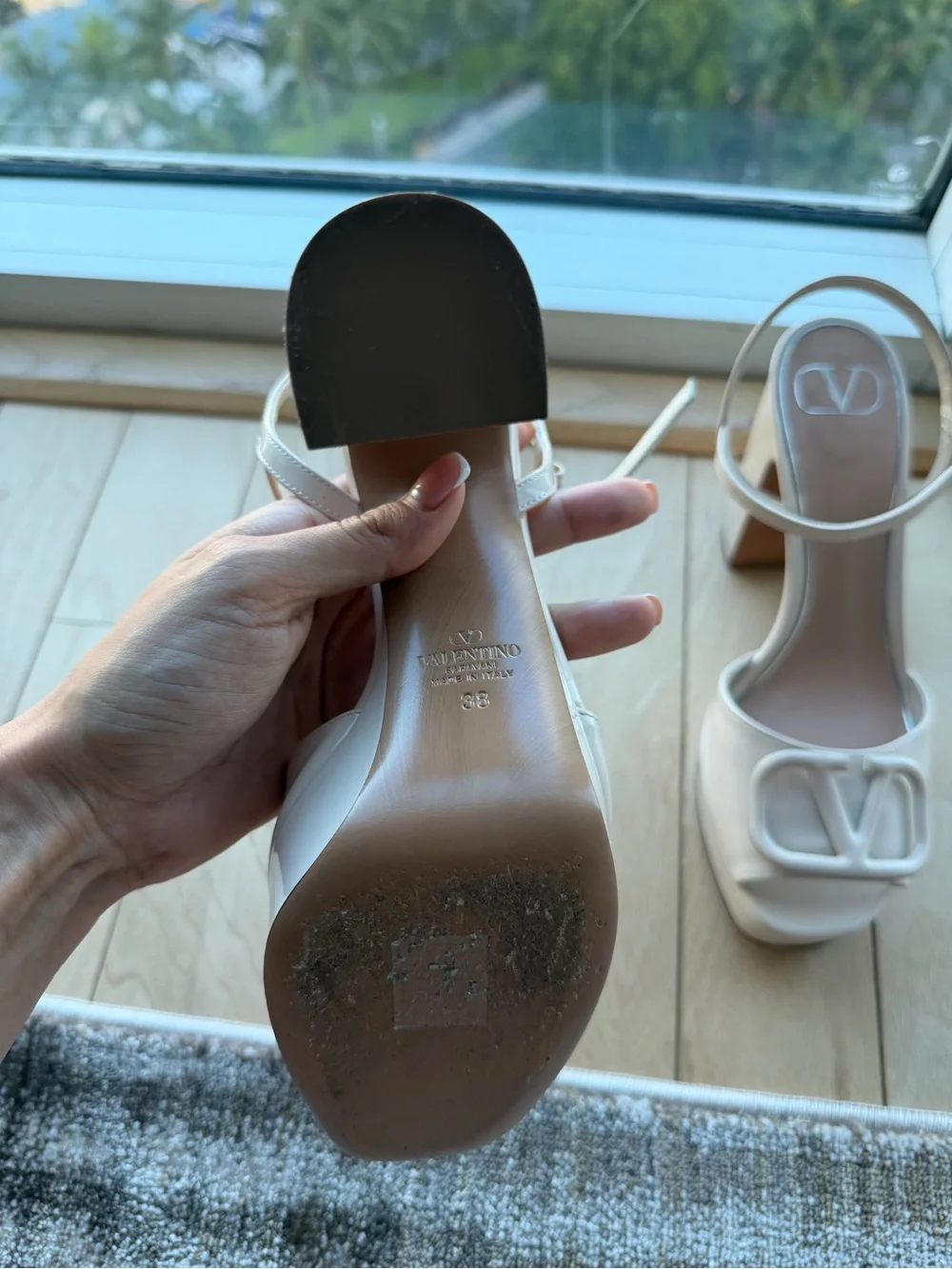 Valentino Garavani Cream Platform Block Sandals